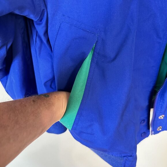 Vintage Nylon Windbreaker Jacket Blue & Green 90s Style XL Korea Unisex Zip Up - Picture 8 of 11